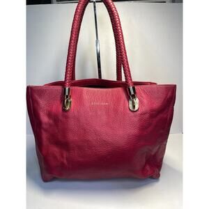 Cole Haan Benson Beet Red Pebbled Leather Shoulder Purse Tote Bag
